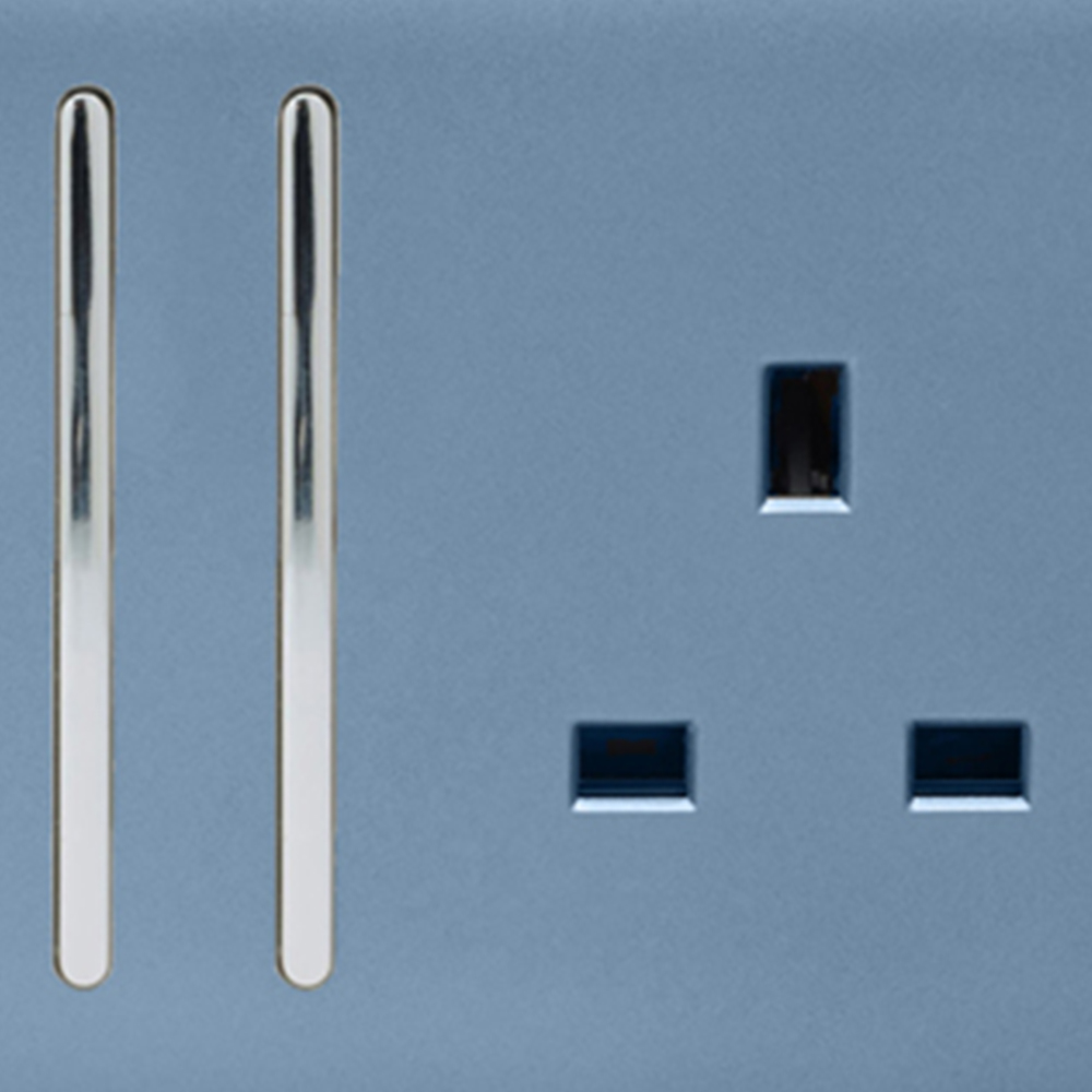 Trendi Switch 2 Gang Long Switch Sky Blue Plug Socket 5 Pack Image 2