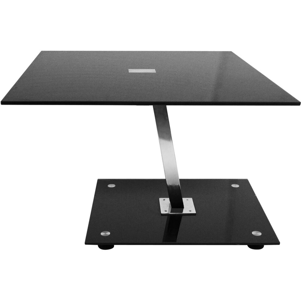 Premier Housewares Black and Chrome End Table with Tempered Glass Top Image 2