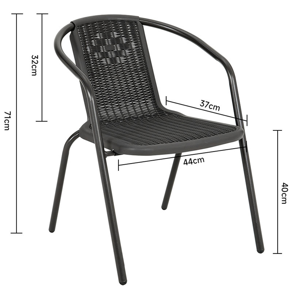 Living and Home Wicker 2 Seater Black Bistro Set Image 8