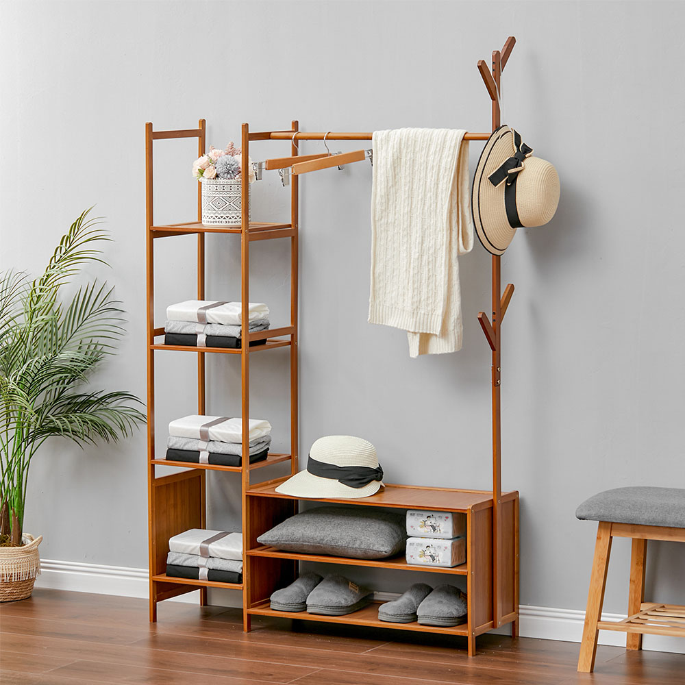 Living and Home Freestanding Bamboo Clothes Rack Image 6