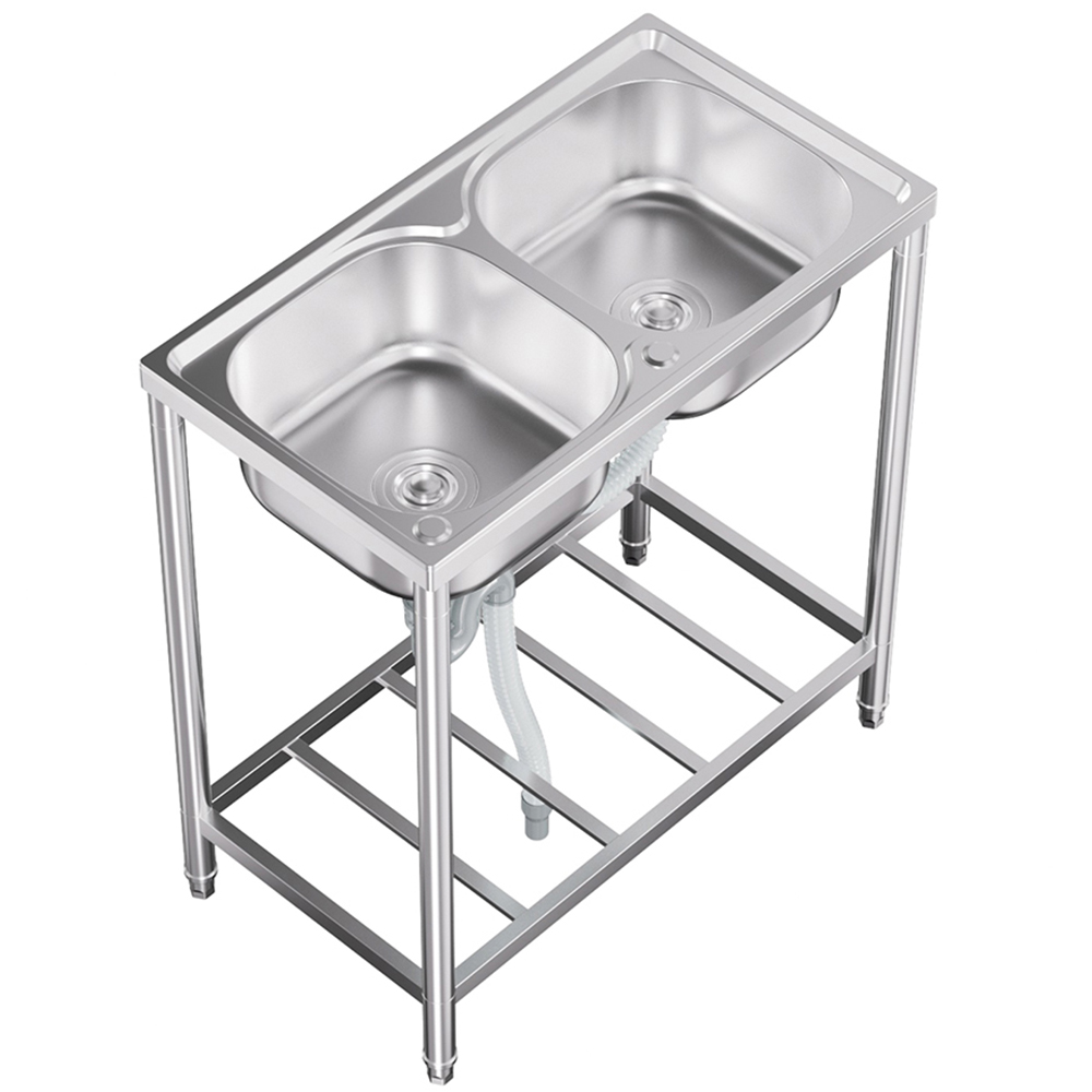 Living and Home Double Trough 201 Stainless Steel Sink Image 3