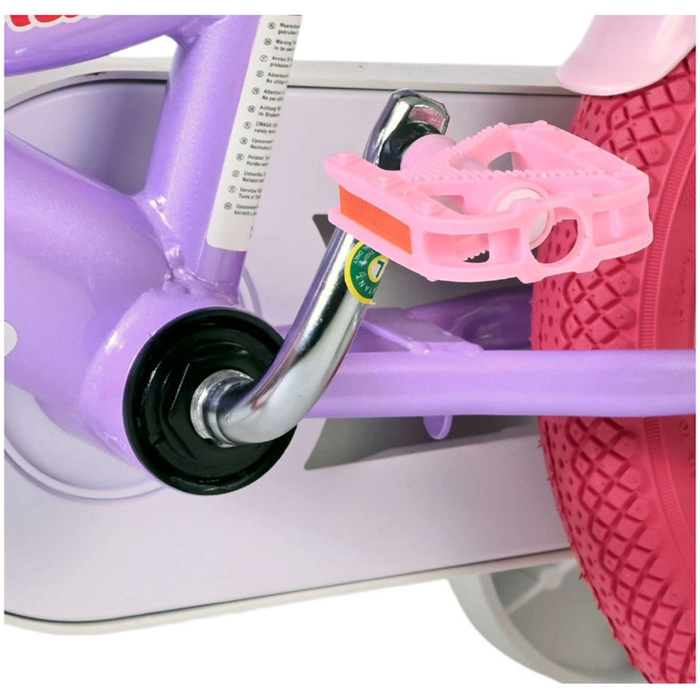 Volare Unicorn Kids 12 inch Purple and Pink Bike with Stabilisers Doll Seat and Basket Image 8