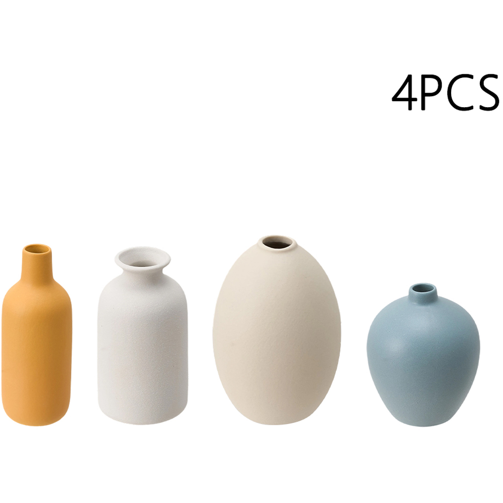 Living and Home Minimalist Muted Tone Ceramic Vase Set of 4 Image 7