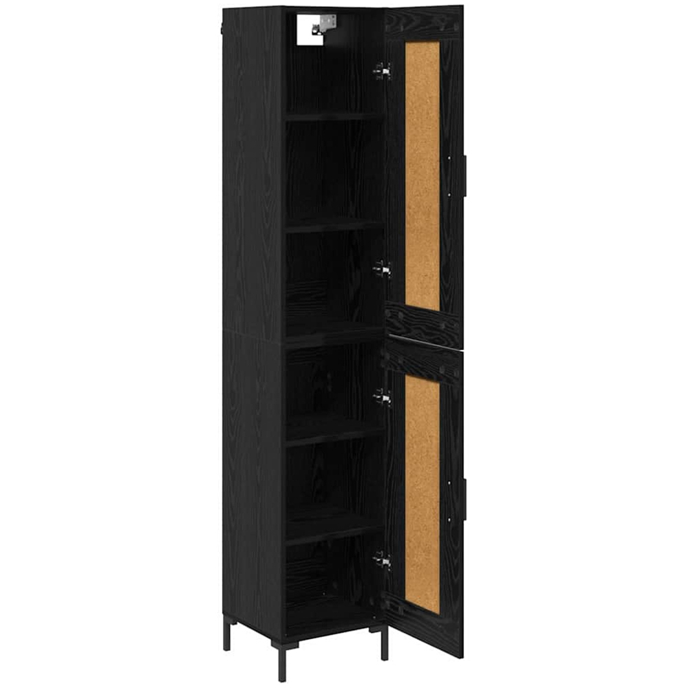 vidaXL 2 Door 6 Shelf Black Oak Highboard with Metal Legs Image 5