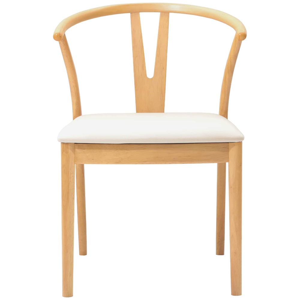 vidaXL Set of 2 Natural Rubberwood Curved Vintage Dining Chairs Image 3