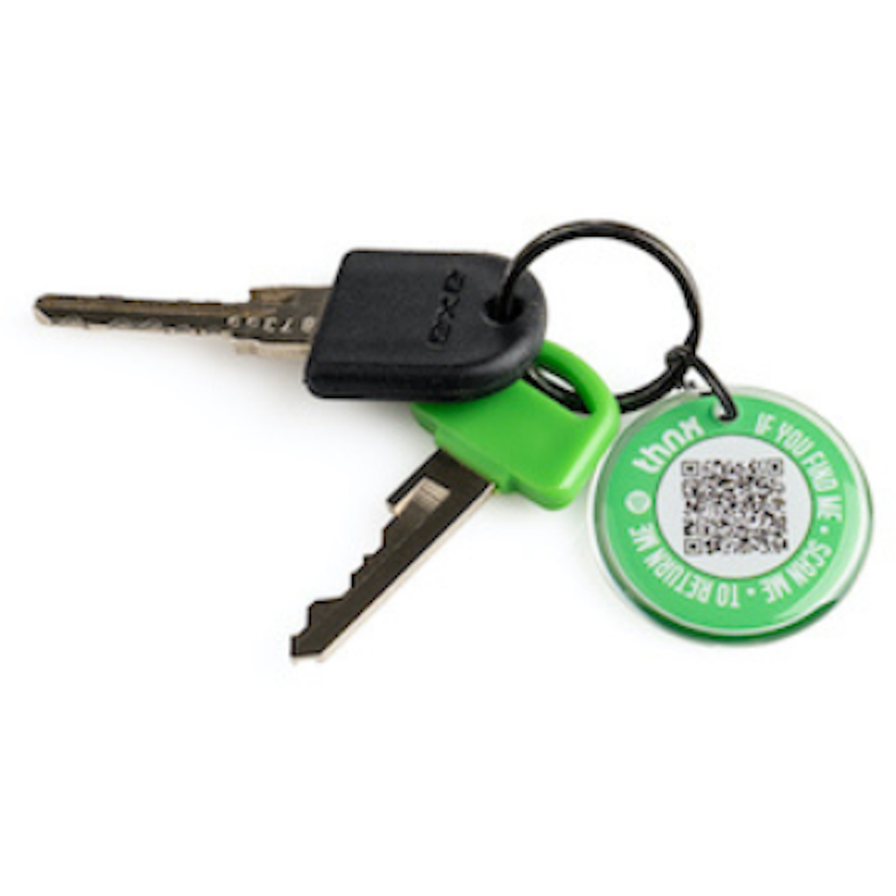 Thnx Green Medium Airtag Keychain with QR Code Image 3