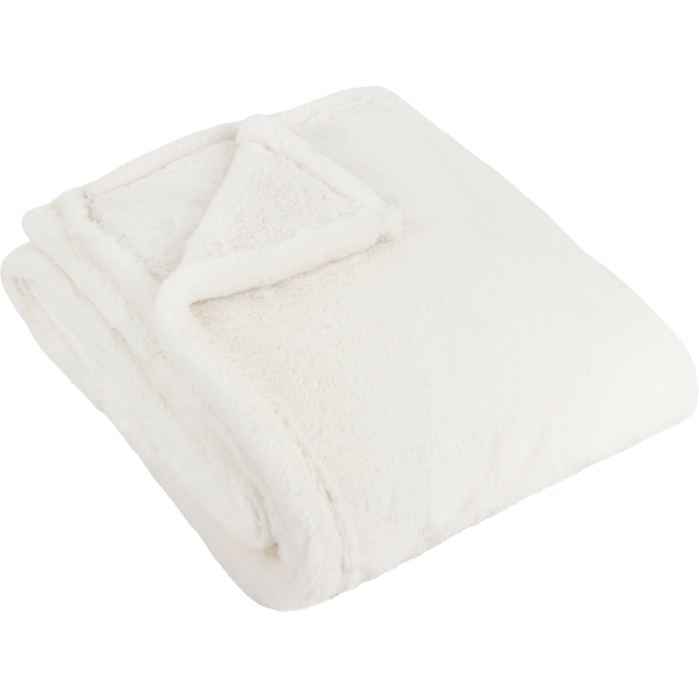 furn. Kallu Ecru Double-Sided Faux-Fur Throw 150 x 200cm Image 1