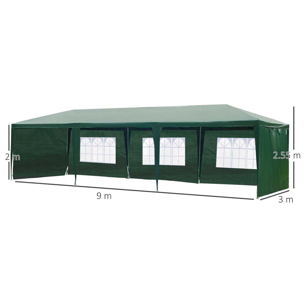 Outsunny 9 x 3m Green Gazebo with Sides Image 6