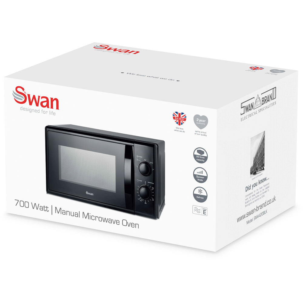 Swan SM4420BLK Black Manual Microwave 20L 700W  Image 8