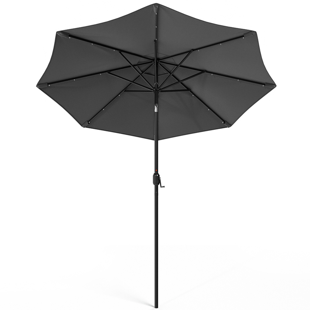 Living and Home Dark Grey 24 LED Crank Lift Garden Parasol 3m Image 6