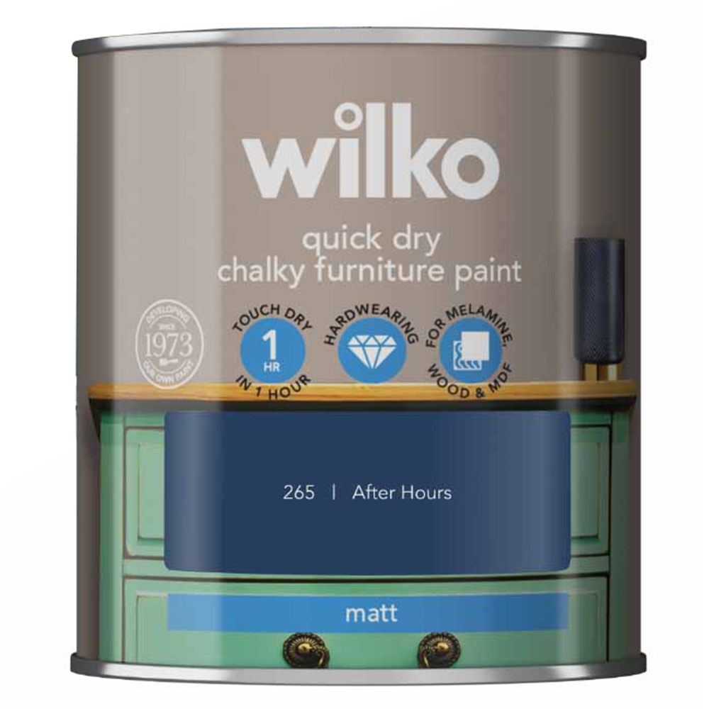 Wilko Quick Dry Chalky Paint After Hours 250ml Wilko
