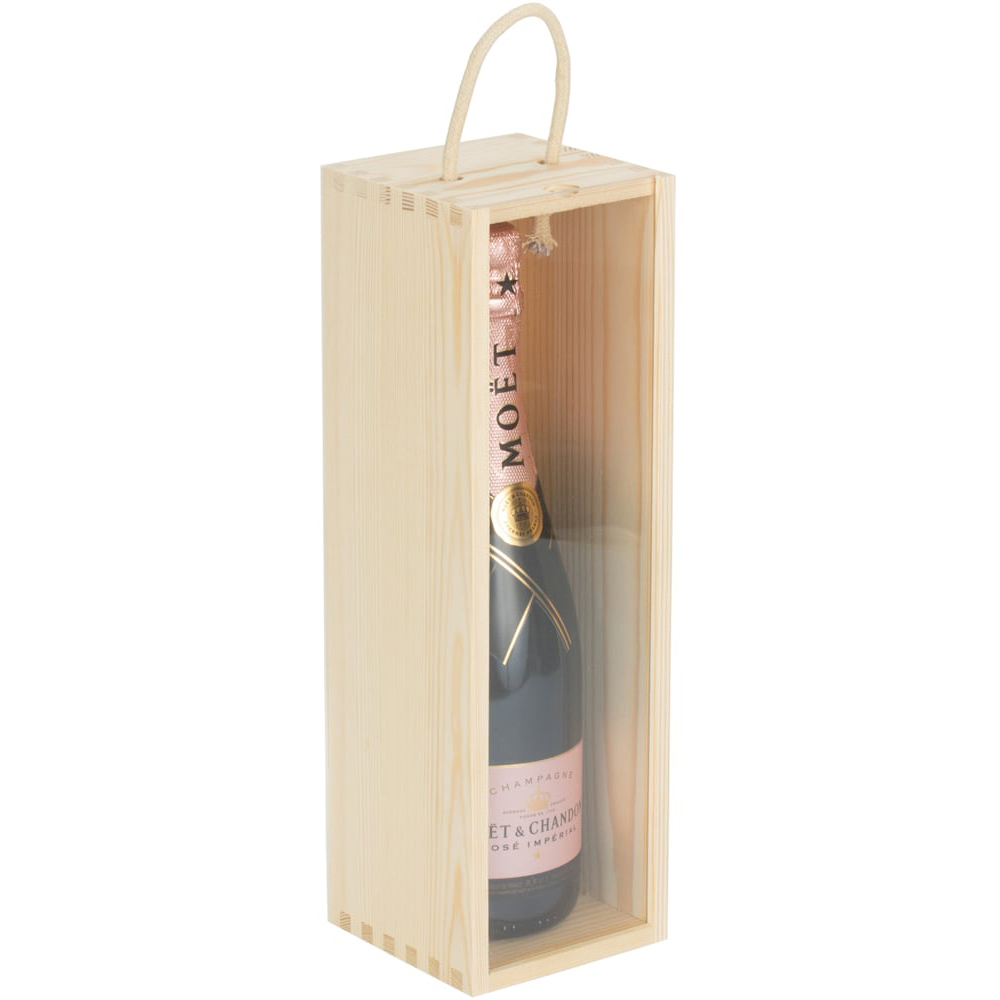 Red Hamper Single Wooden Bottle Storage Box with Clear Acrylic Sliding Lid Image 3