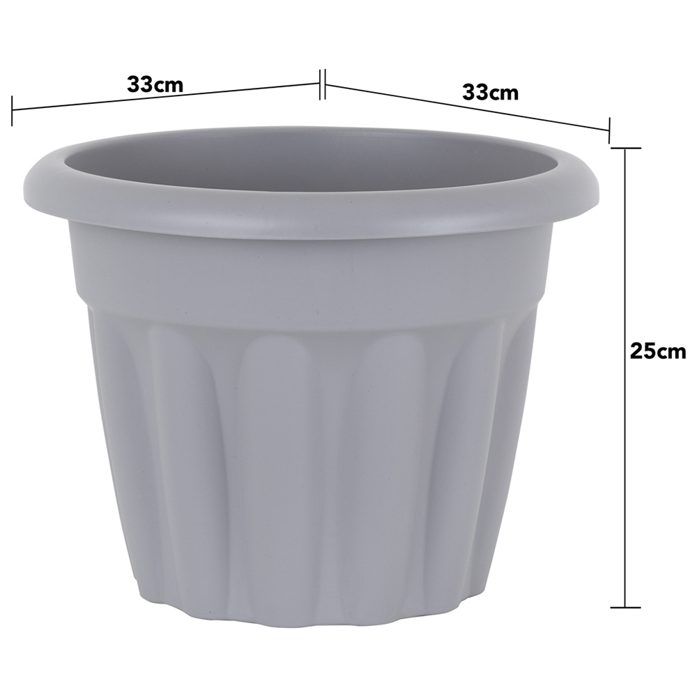 Wham Vista Upcycle Grey Recycled Plastic Round Planter 33cm 4 Pack Image 4
