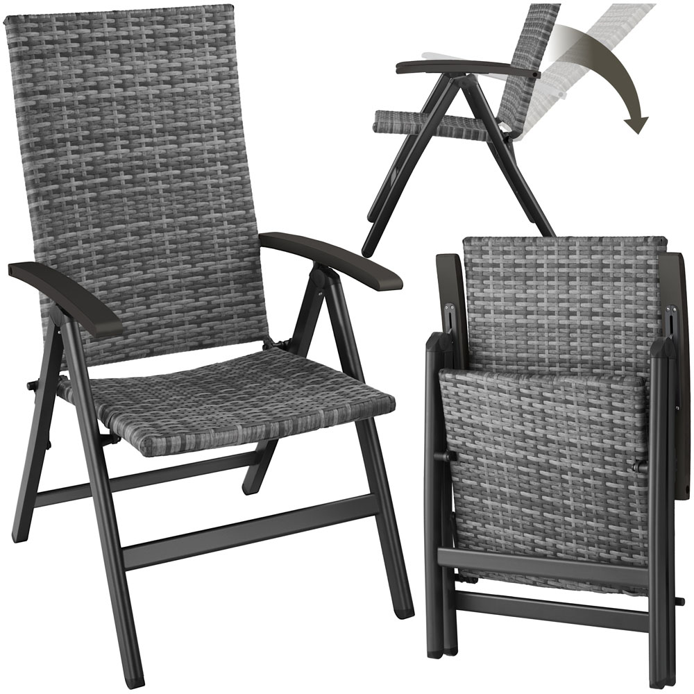 tectake Canberra Grey 6 Step Adjustable and Foldable Garden Chair Image 2