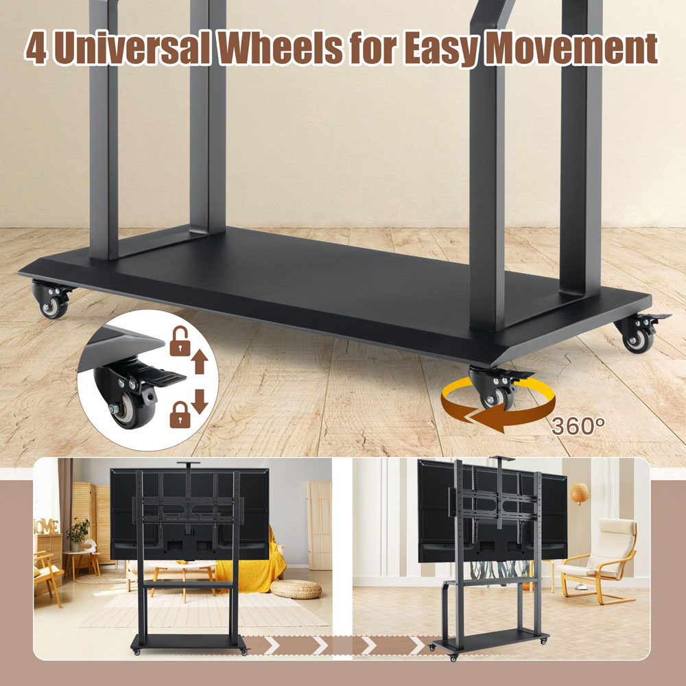Costway Mobile TV Stand Rolling Cart with Camera and AV Shelf Image 7