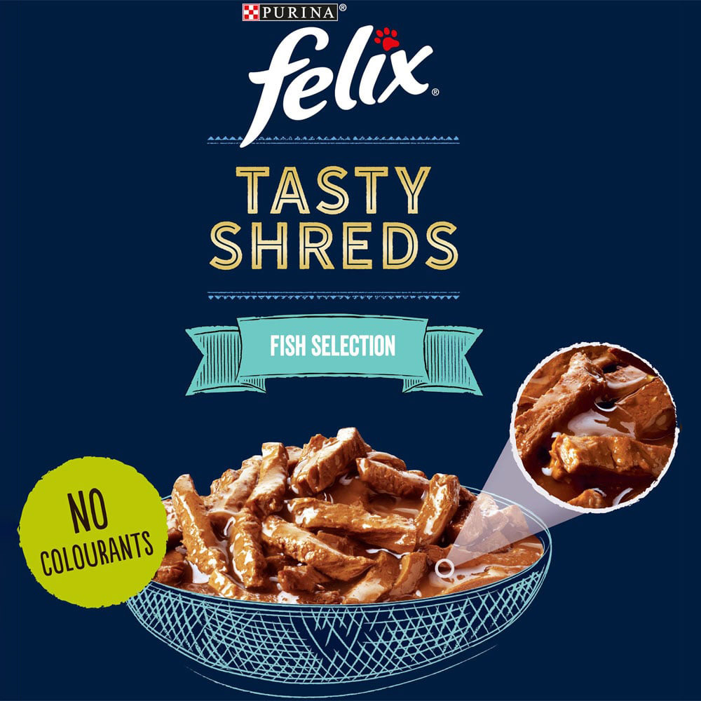 Felix Tasty Shreds Fish Selection in Gravy Cat Food 12 x 80g Image 6