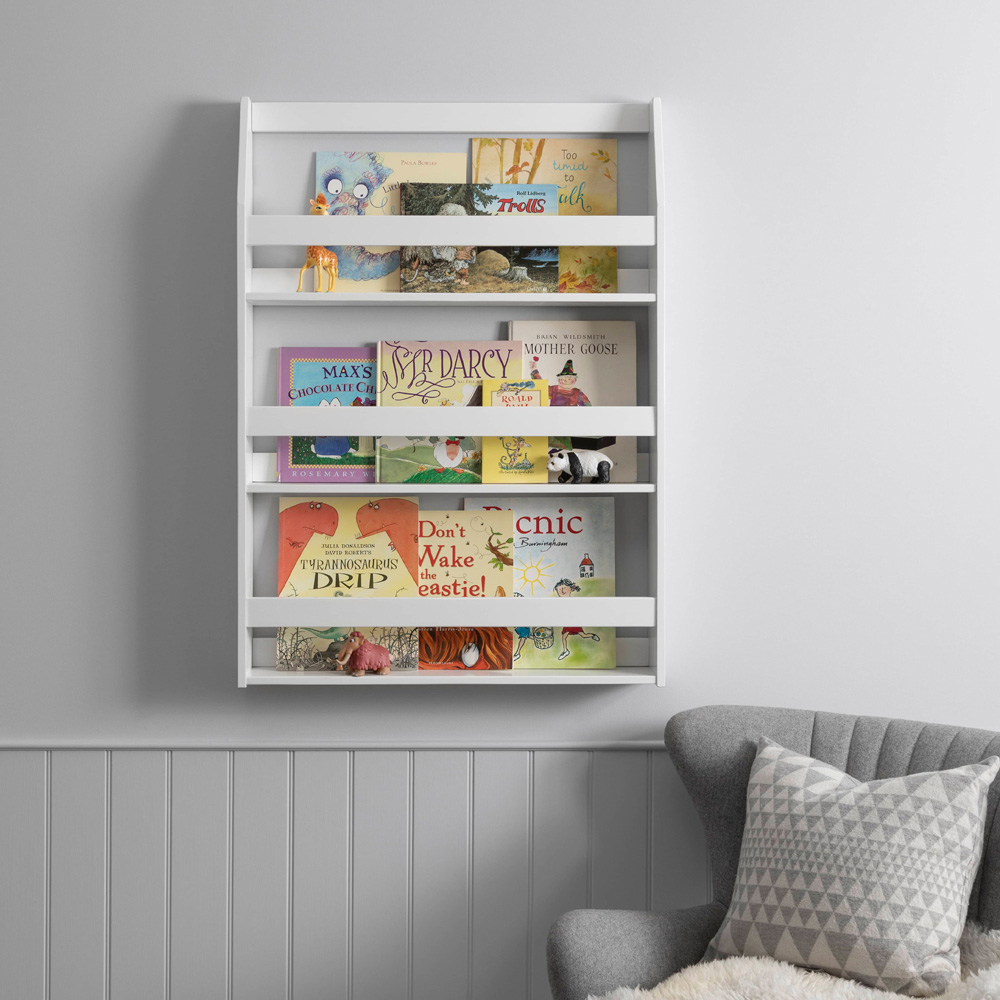Noa and Nani Hakan 3 Shelf White Wall Mounted Bookcase Image 5