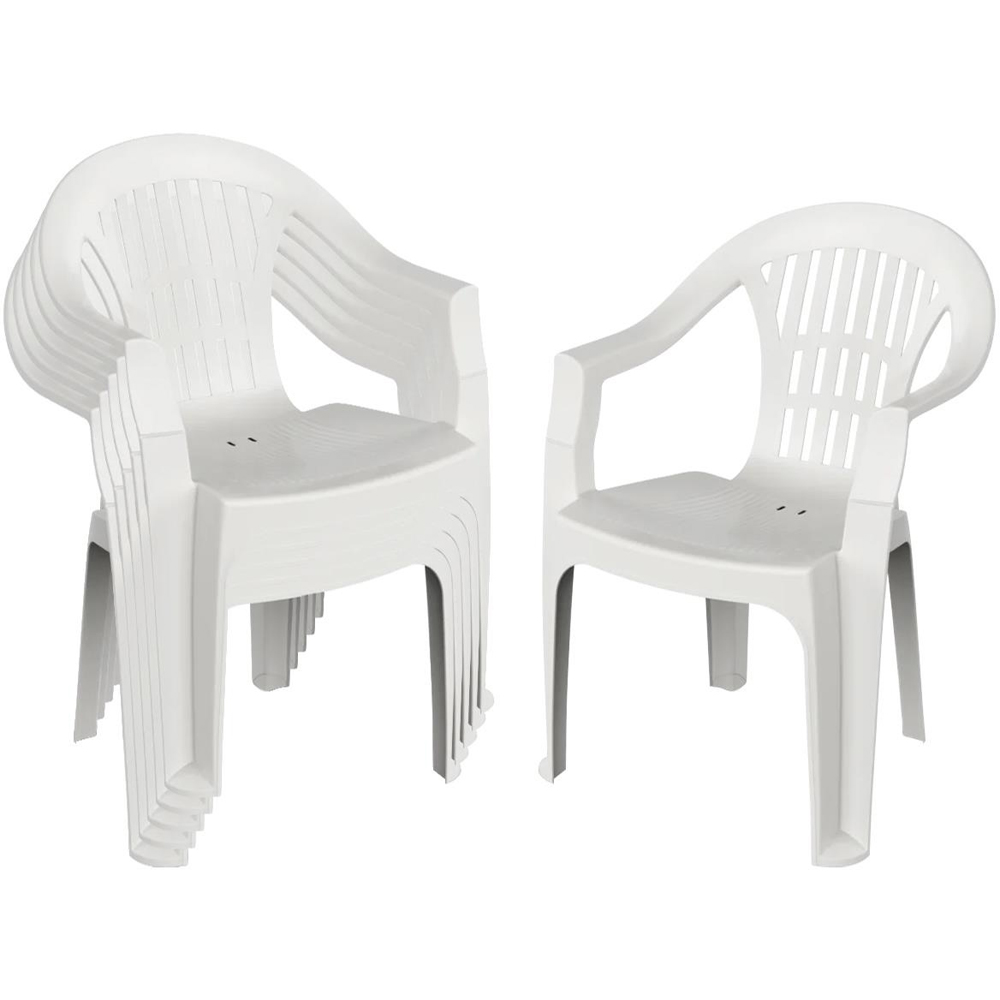 Harbour Housewares Irem Set of 6 White Garden Dining Chair Image 2