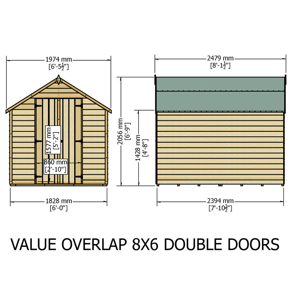 Shire 6 x 8ft Double Door Overlap Apex Shed Image 5