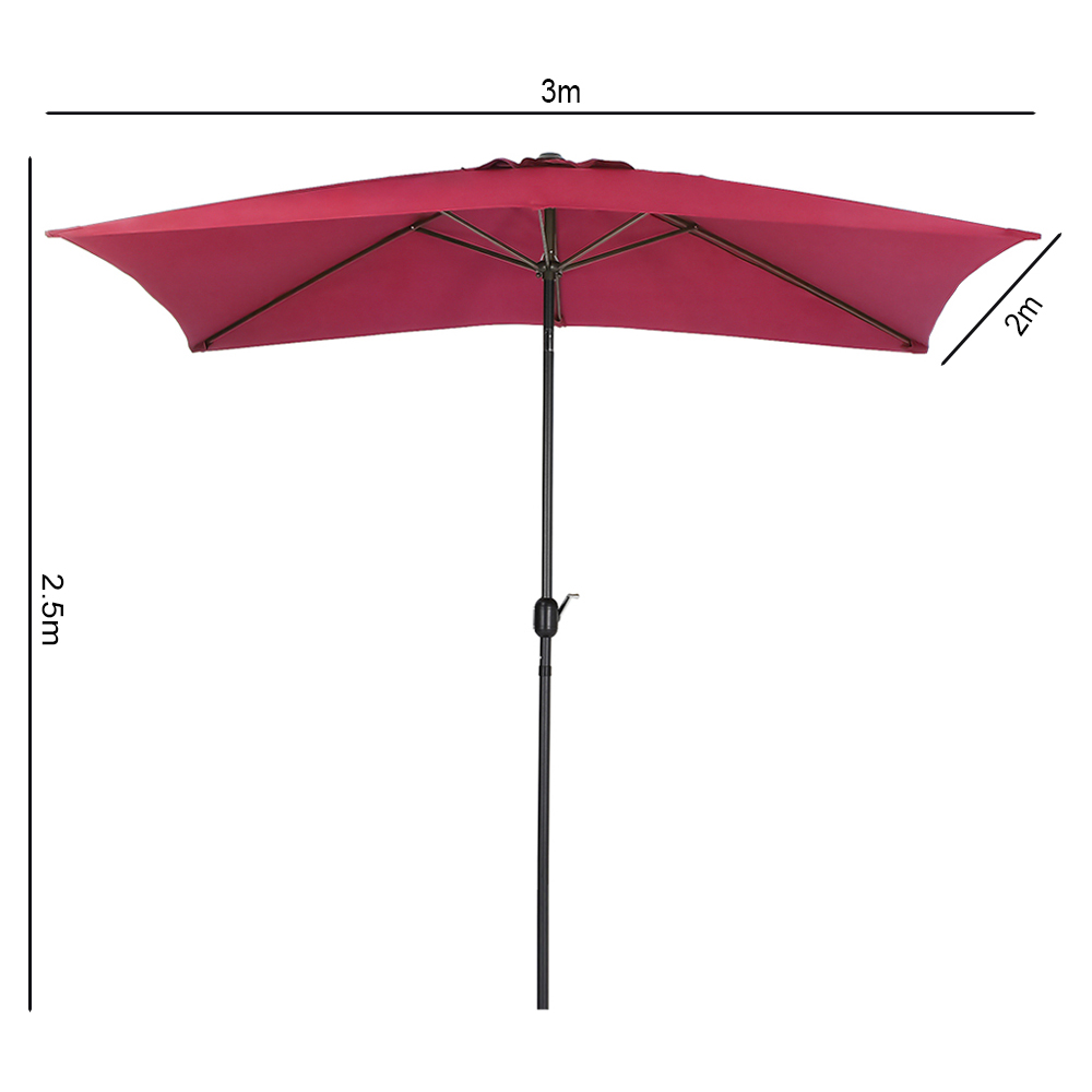 Living and Home Red Square Crank Tilt Parasol with Rattan Effect Base 3m Image 8