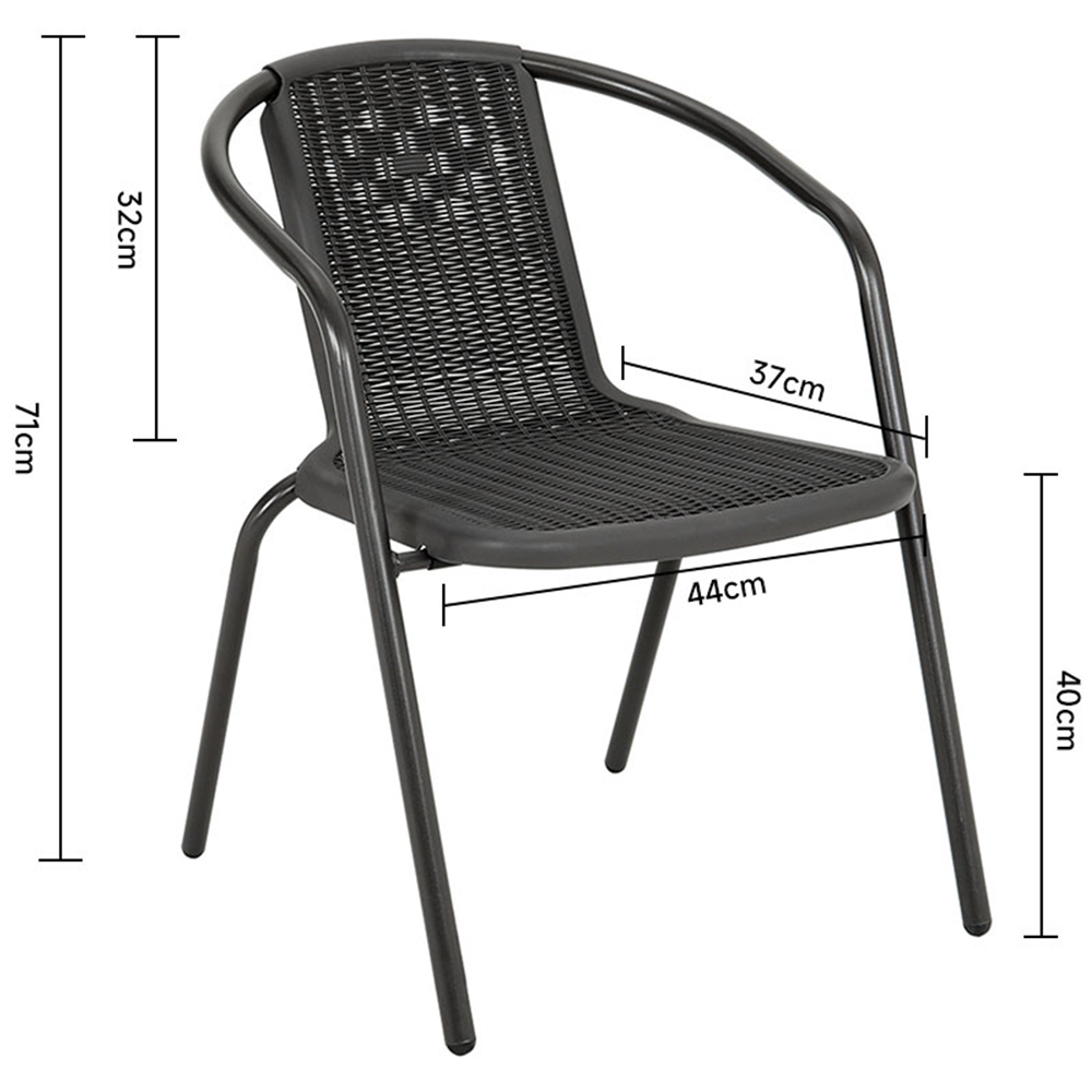 Living and Home Wicker 2 Seater Black Dining Set Image 6