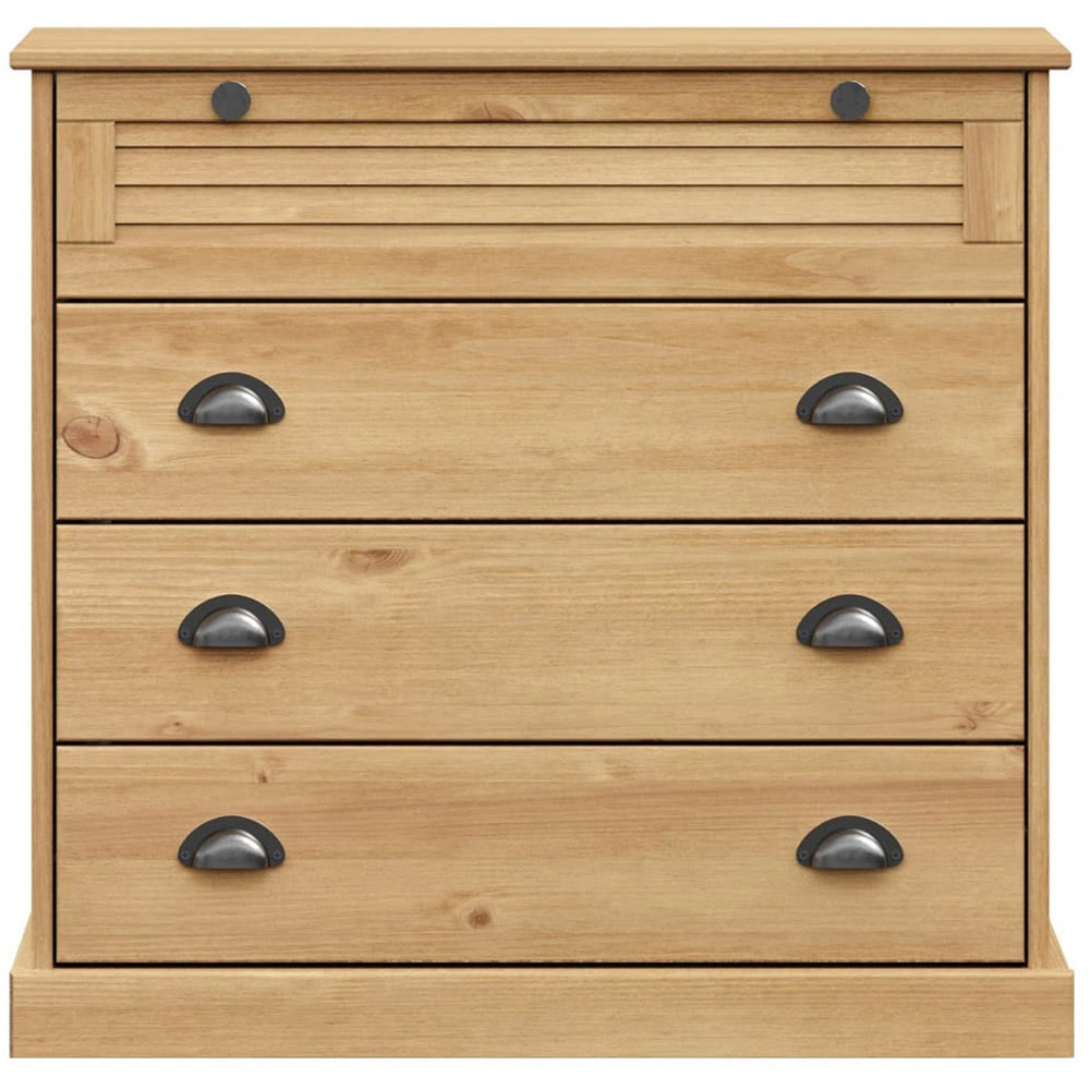 vidaXL Vigo 4 Drawer Brown Solid Pine Wood Chest of Drawers Image 4