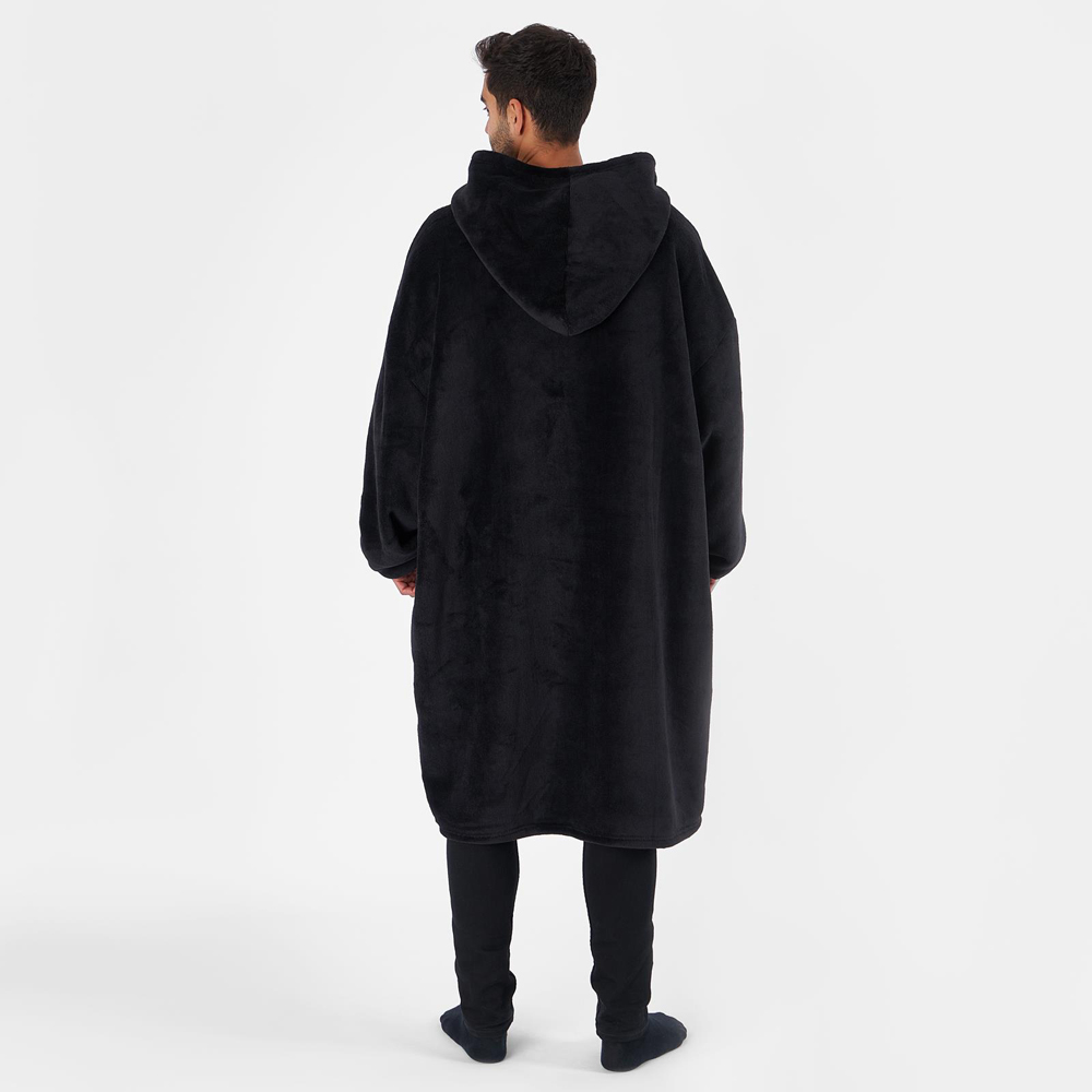 Sienna Black Sherpa Fleece Long Oversized Hoodie Blanket Image 3