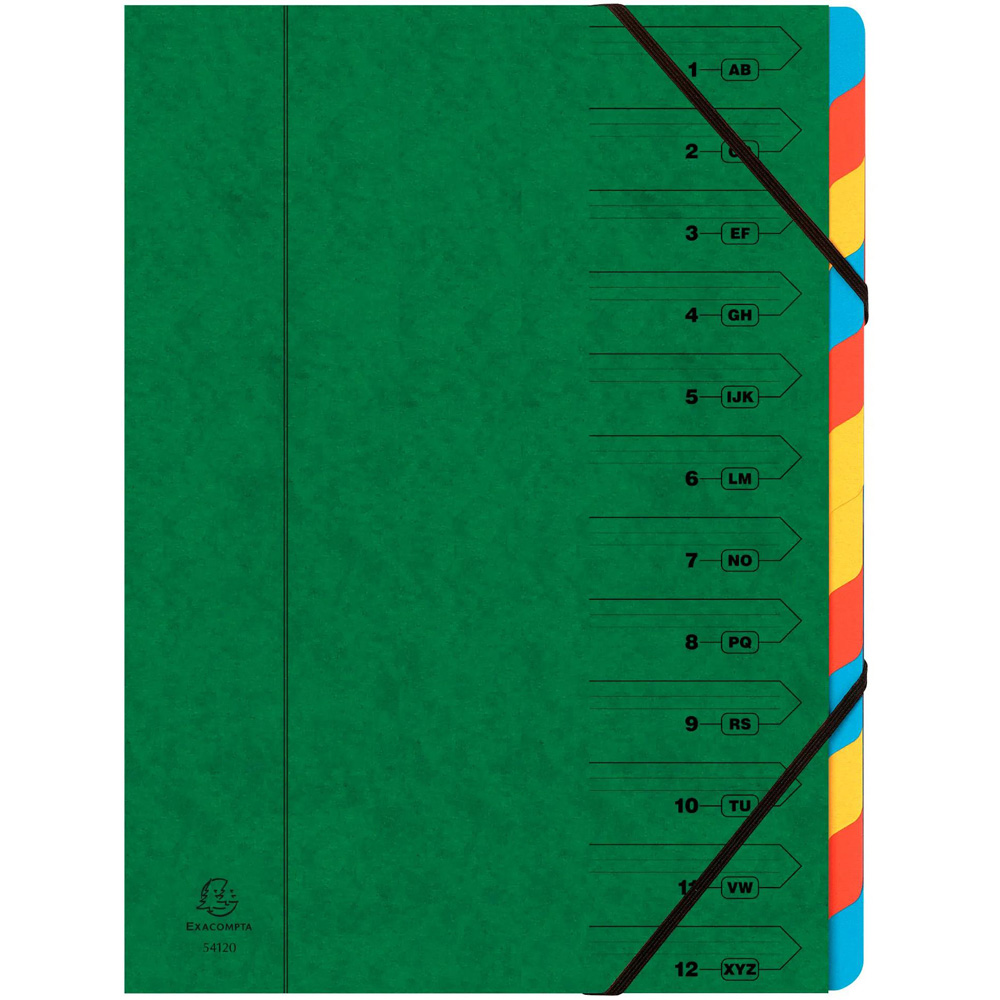 Exacompta Europa A4 12 Section Green Multi-Part File 8 Pack Image 1