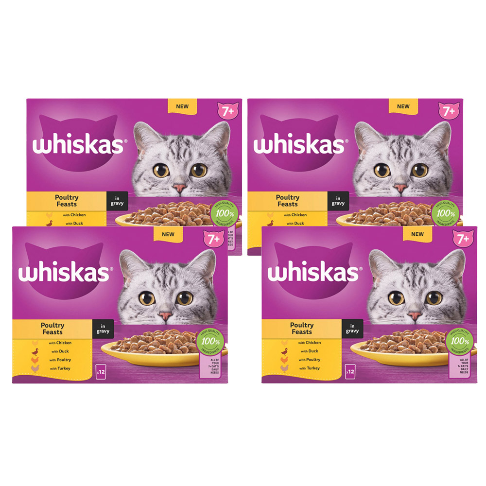 Whiskas Poultry Selection in Gravy Senior Wet Cat Food Pouches 85g Case of 4 x 12 Pack Image 1