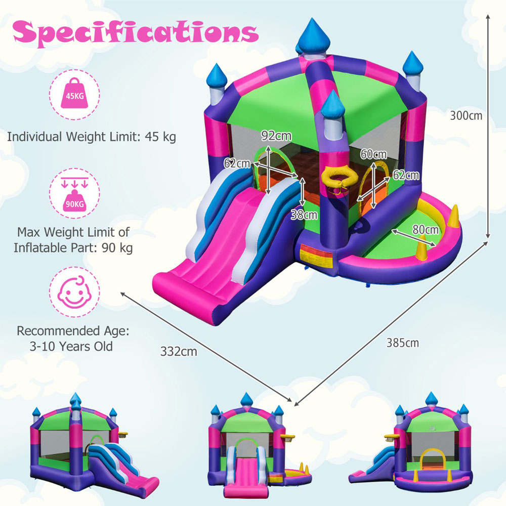 Costway 5-in-1 Kids Jumping Air Bounce Castle with Sun Roof and Ball Pit Play Set Image 7