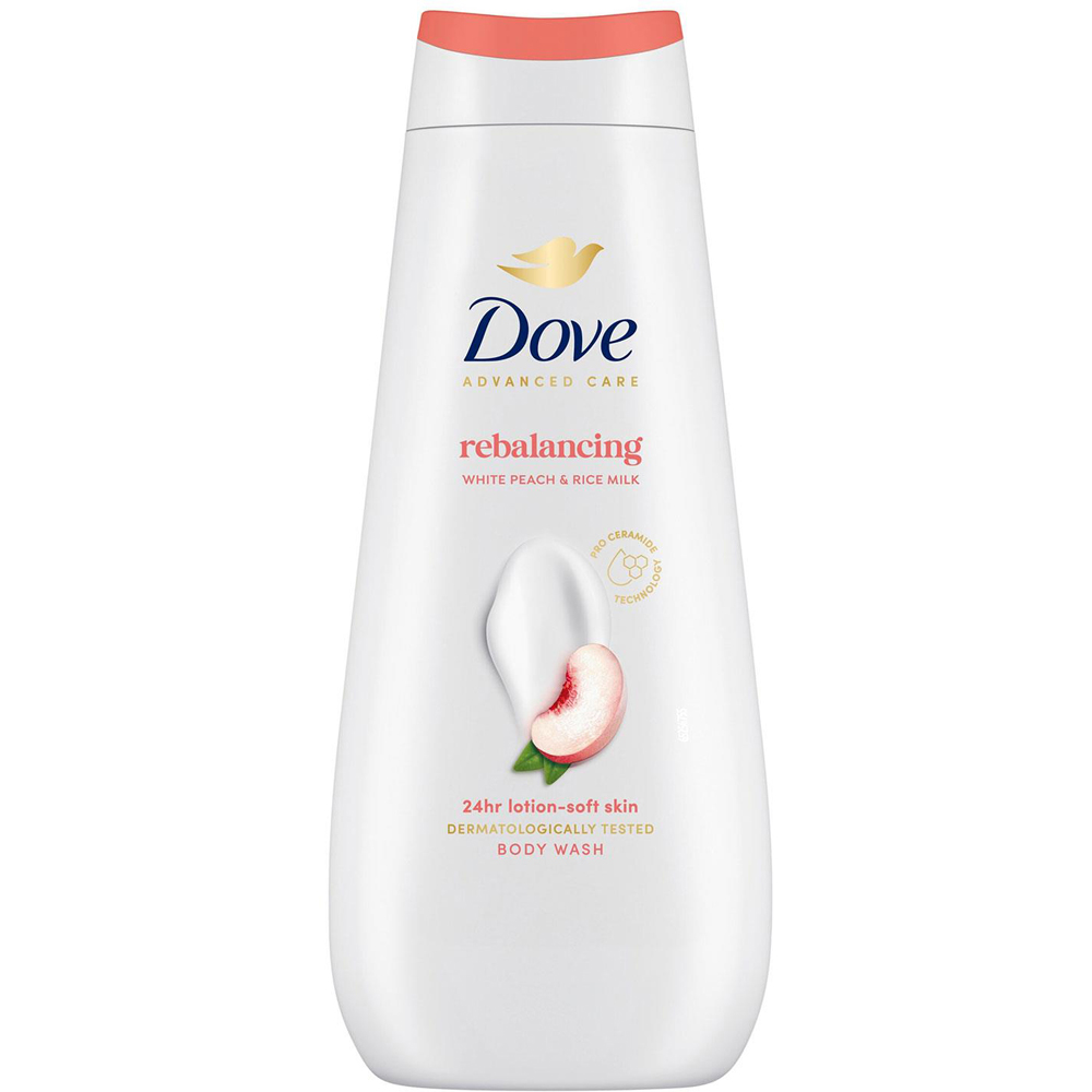 Dove Advanced Care Rebalancing Peach and Rice Milk Moisturising Body Wash 400ml 6 Pack Image 2