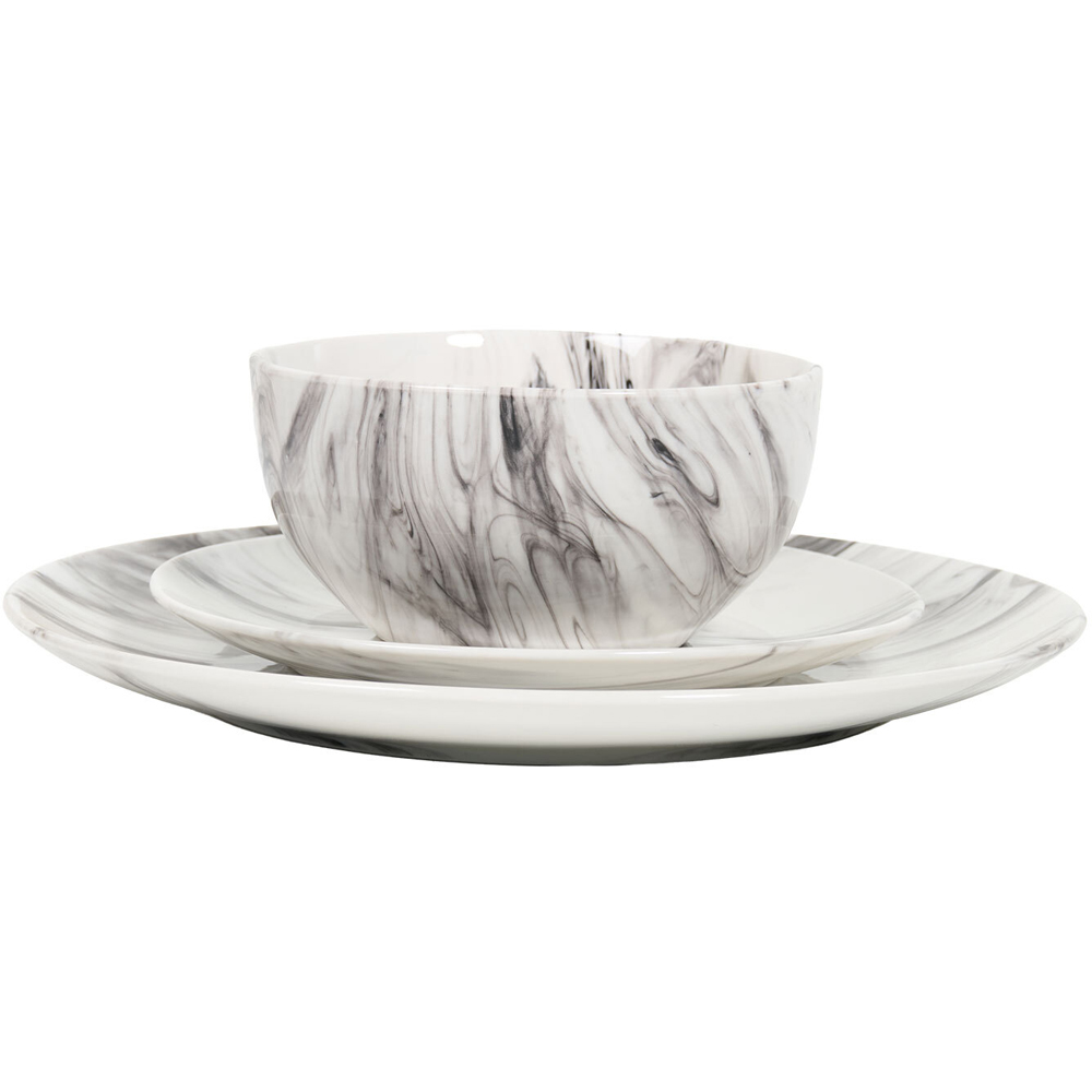 12 Piece Marble in Glaze Dinner Set White Image 2