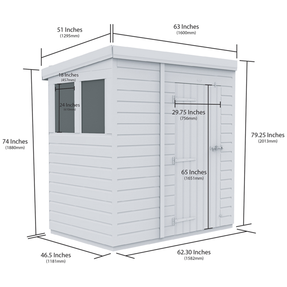 DIY Sheds 5 x 4ft Tongue and Groove Timber Pent Security Shed Image 8