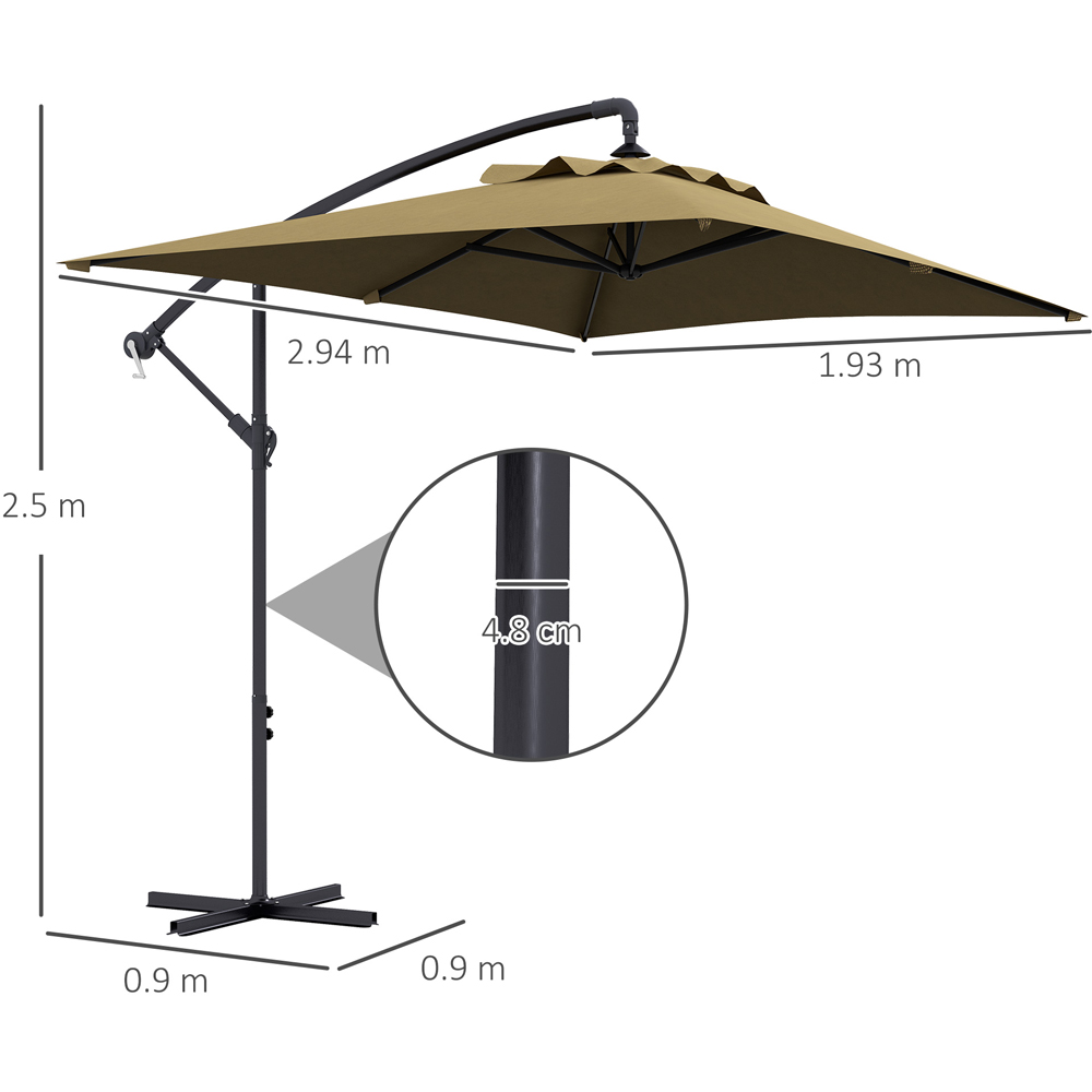 Outsunny Brown Crank Handle Cantilever Banana Parasol with Cross Base 3 x 2m Image 7