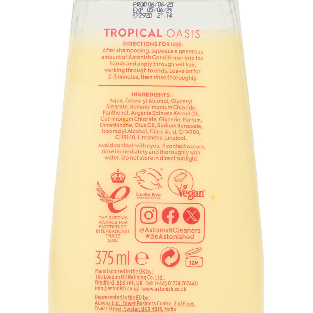 Astonish Tropical Oasis Conditioner 375ml Image 3