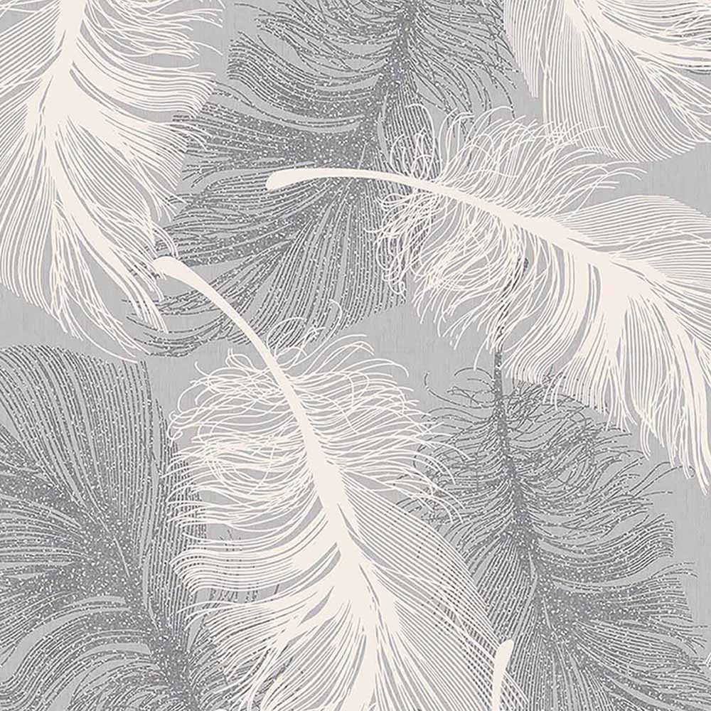 Superfresco Colours Feather Motif Wallpaper Grey Image 1