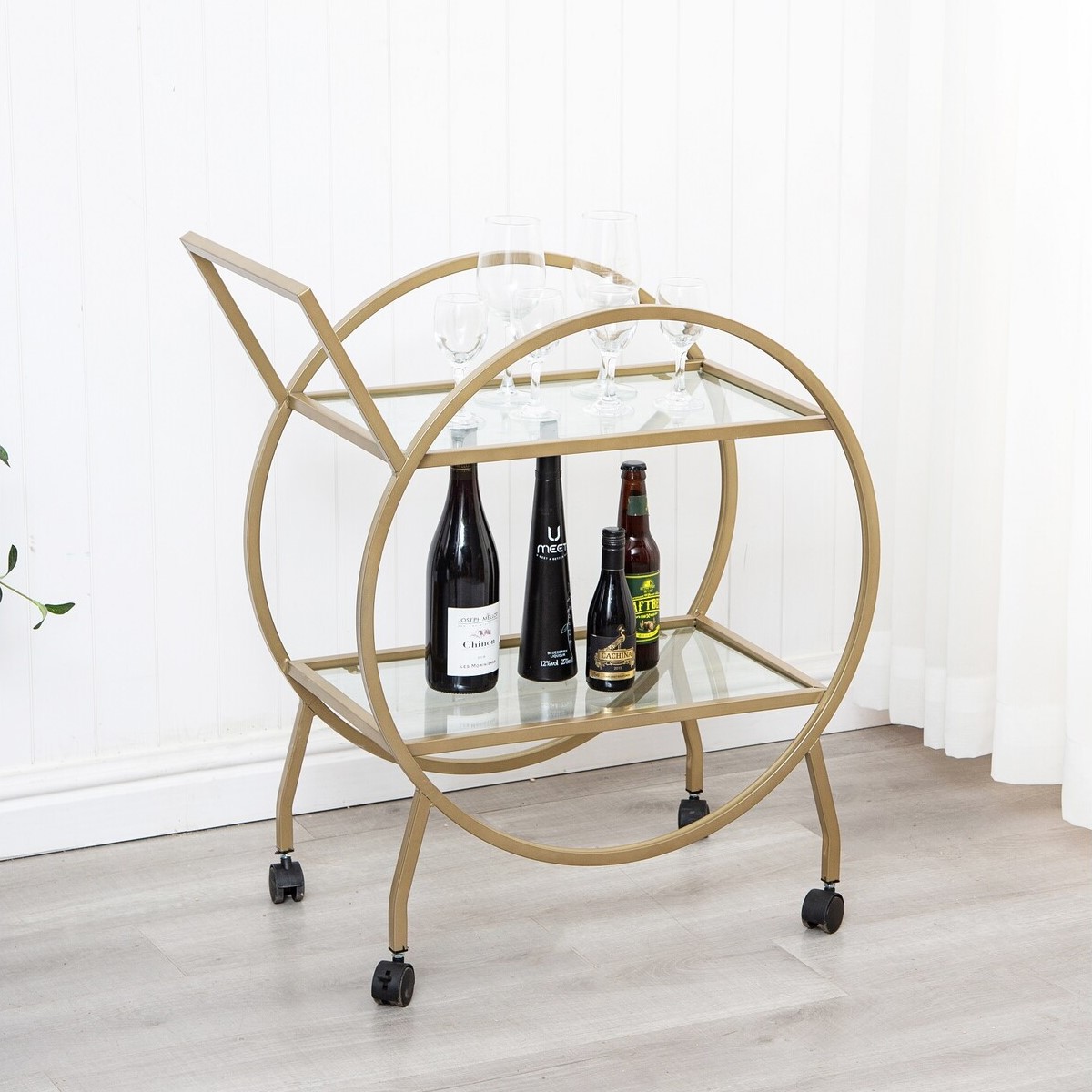 Gold Finish Vintage Style Drinks Trolley Image