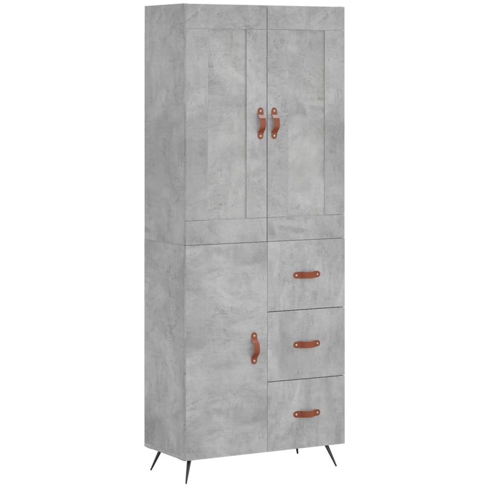 vidaXL 3 Door 3 Drawer Concrete Grey Highboard Image 2