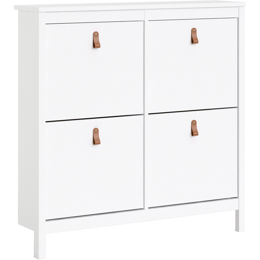 Florence Barcelona 4 Flip Down Doors White Shoe Cabinet Image 2