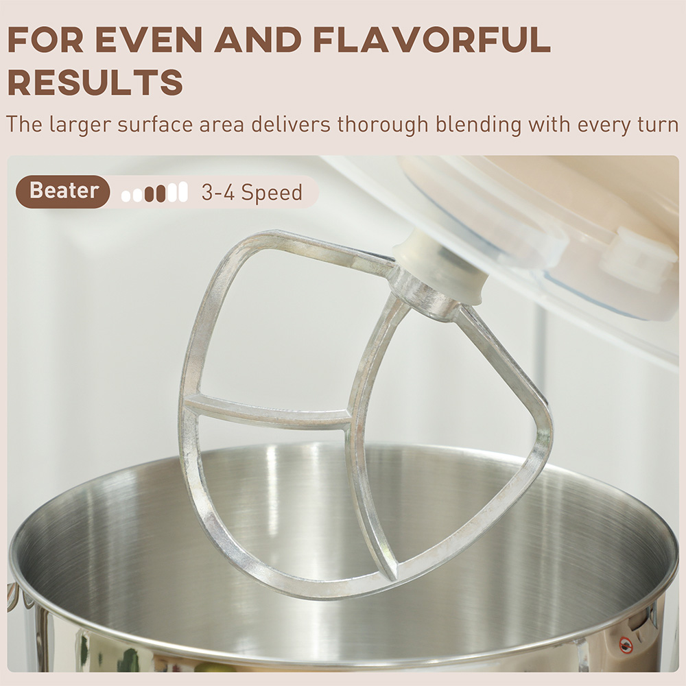 HOMCOM 800-250V70BG Beige 4.5L Electric Stand Mixer with Dough Hook 1400W Image 6