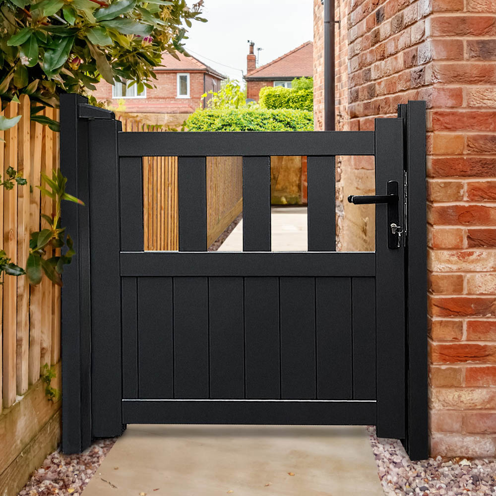 Readymade Gates Black Aluminium Vertical Mix Infill Pedestrian Gate 1200 x 1100mm Image 2
