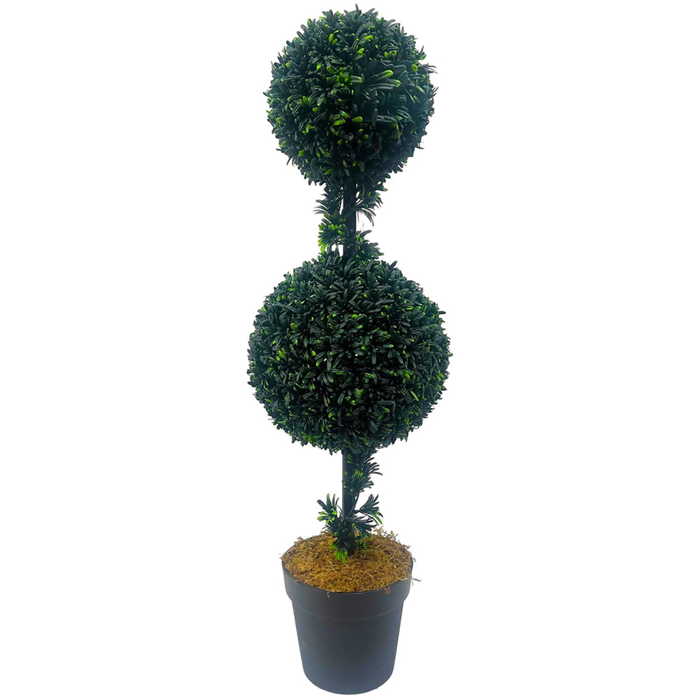 Leaf Podocarpus Double Ball Topiary Artificial Tree Pot 90cm Image 1