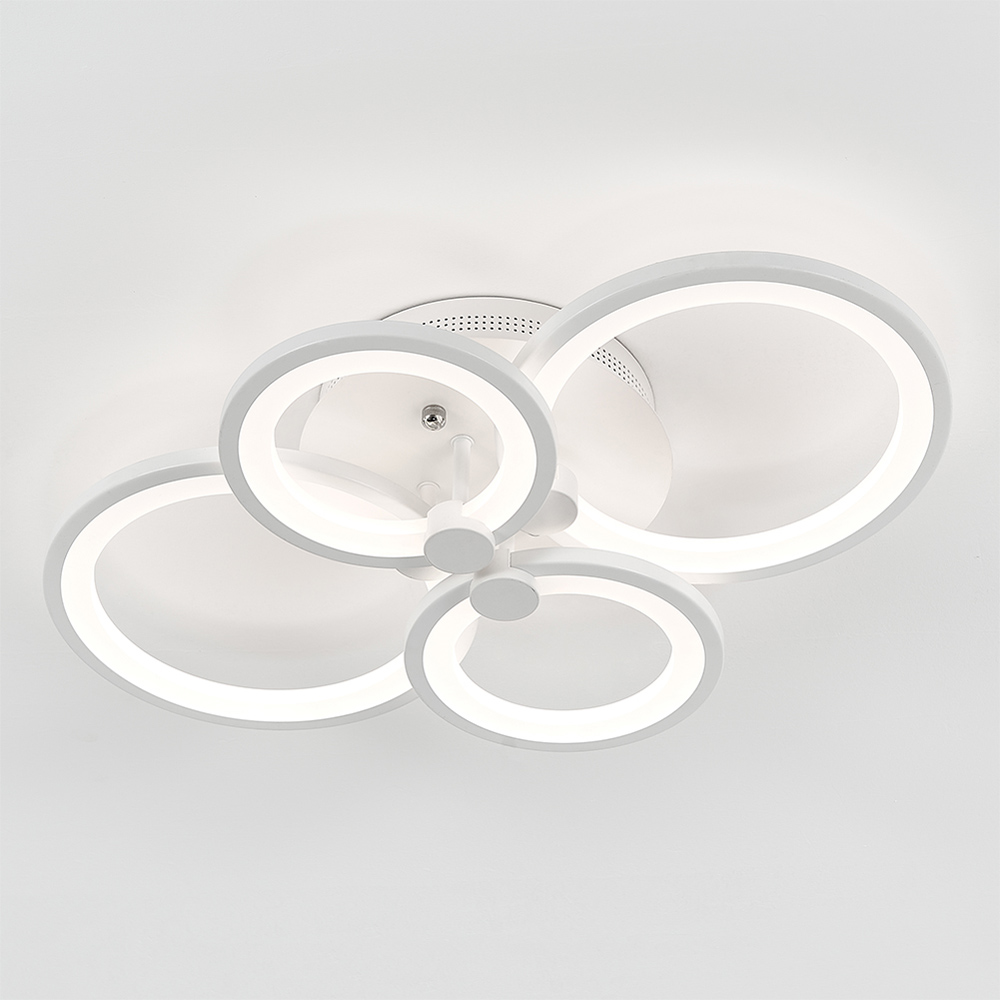 Living and Home White 4 Light Modern Circular LED Ceiling Light with Remote Image 6