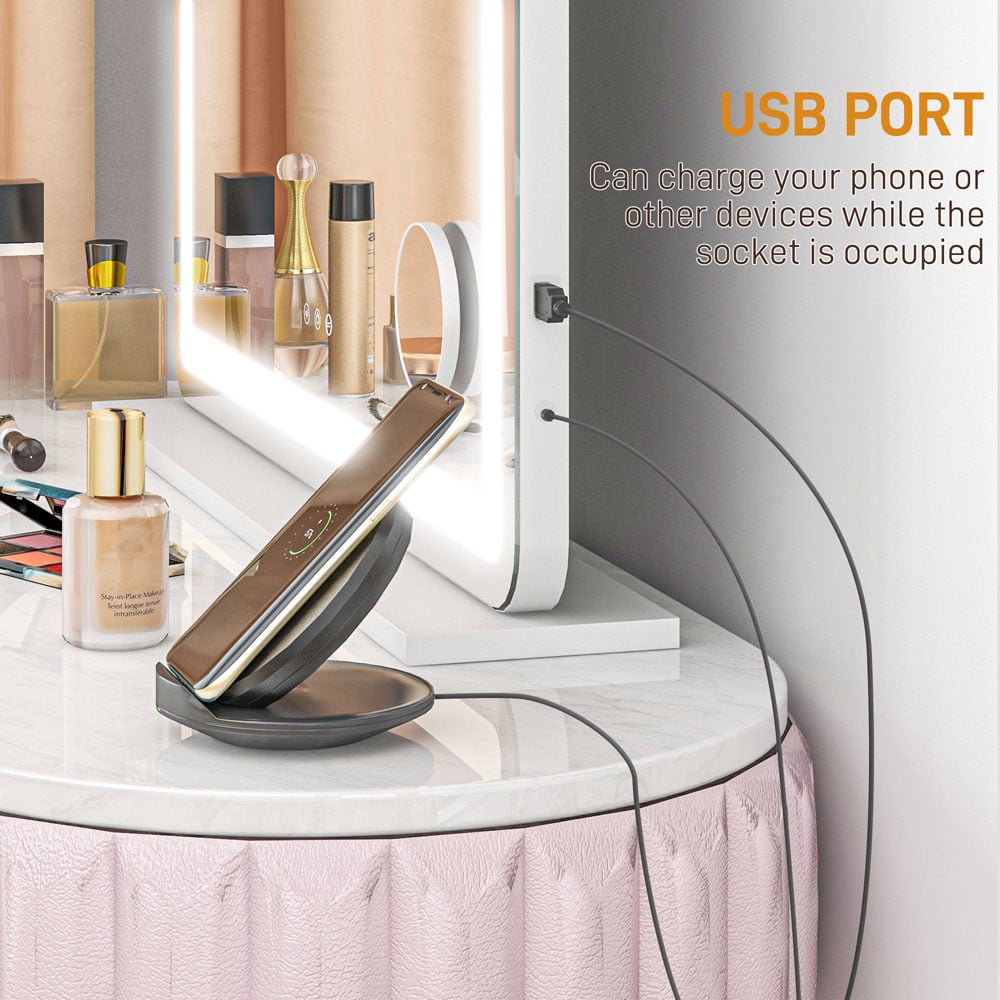 HOMCOM White LED Vanity Mirror with 10X Magnification and USB Port 80 x 62cm Image 8