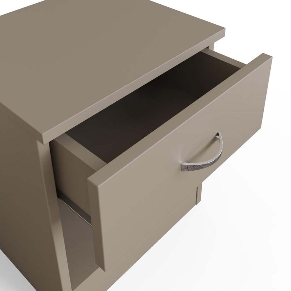 FWStyle Promo Single Drawer Putty Modern Bedside Table Set of 2 Image 4