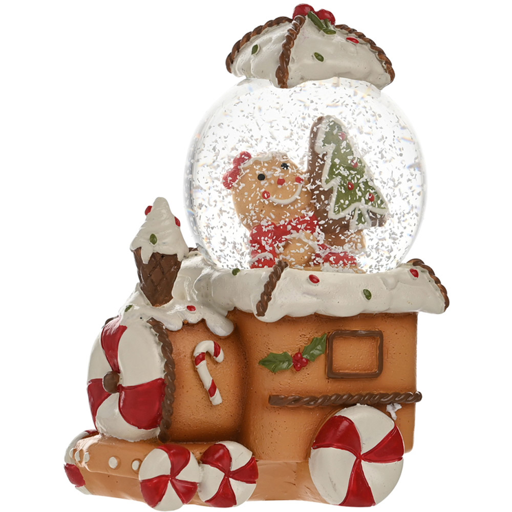 The Seasonal Gift Co. Santa and Friends Gingerbread Train with Snow Globe 12cm Image 2