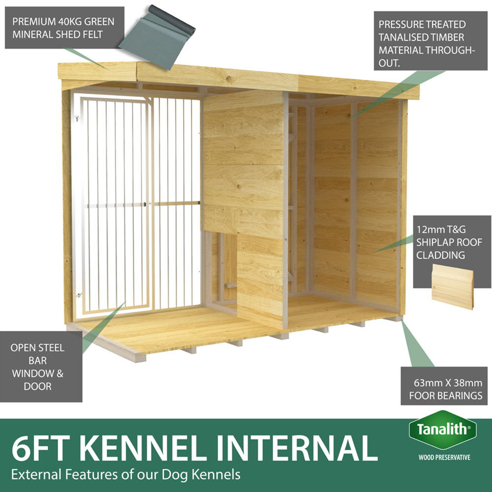 DIY Sheds 12 x 6ft Pressure Treated Tongue and Groove Timber Full Height Dog Kennel and Run Image 5