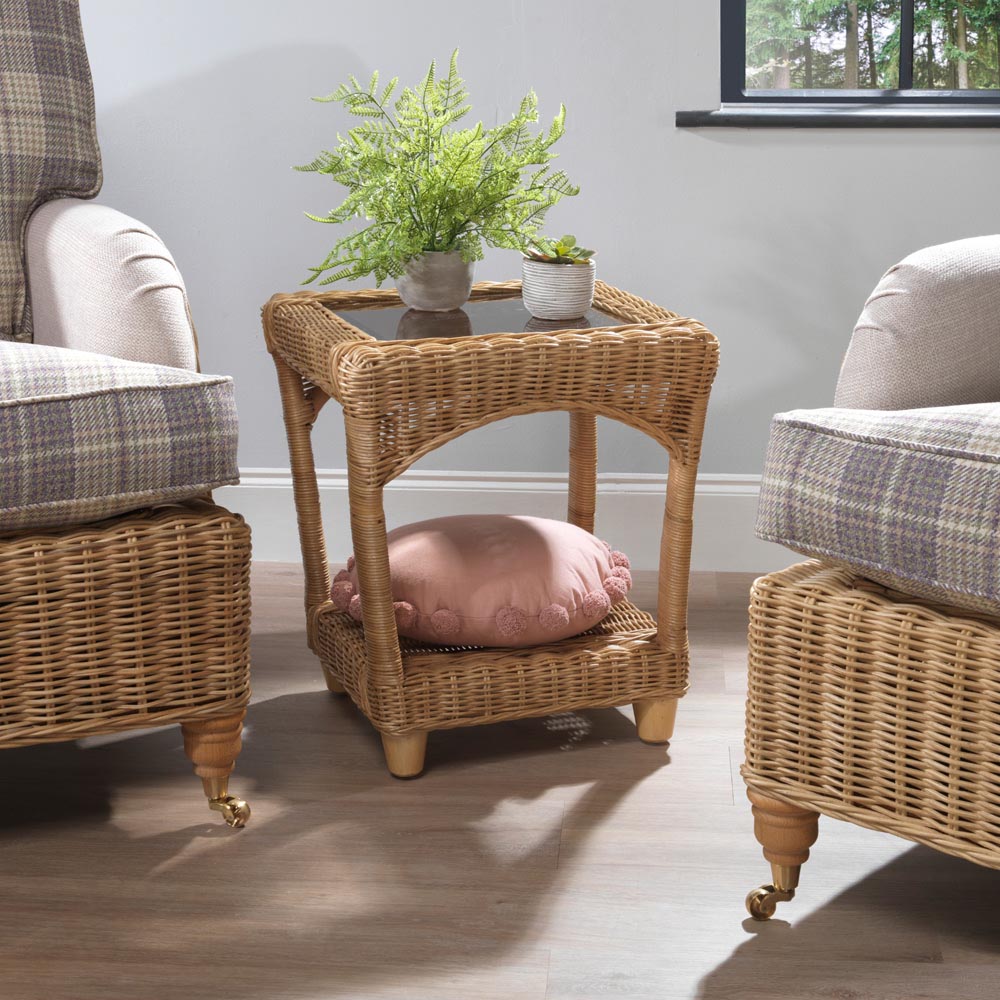 Desser Furniture Seville Light Oak Natural Rattan Lamp Table Image 3