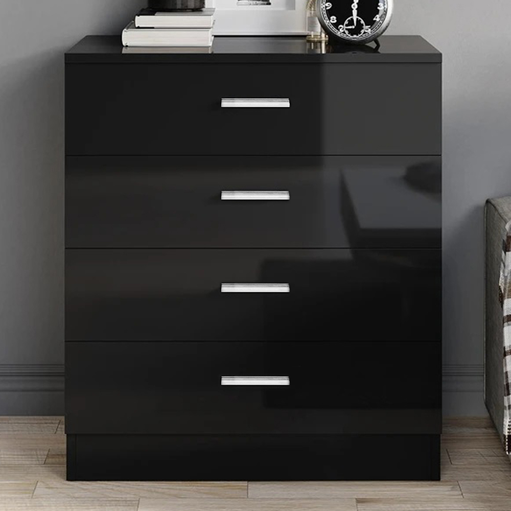 Brooklyn 4 Drawer Black High Gloss Chest of Drawers Image 1
