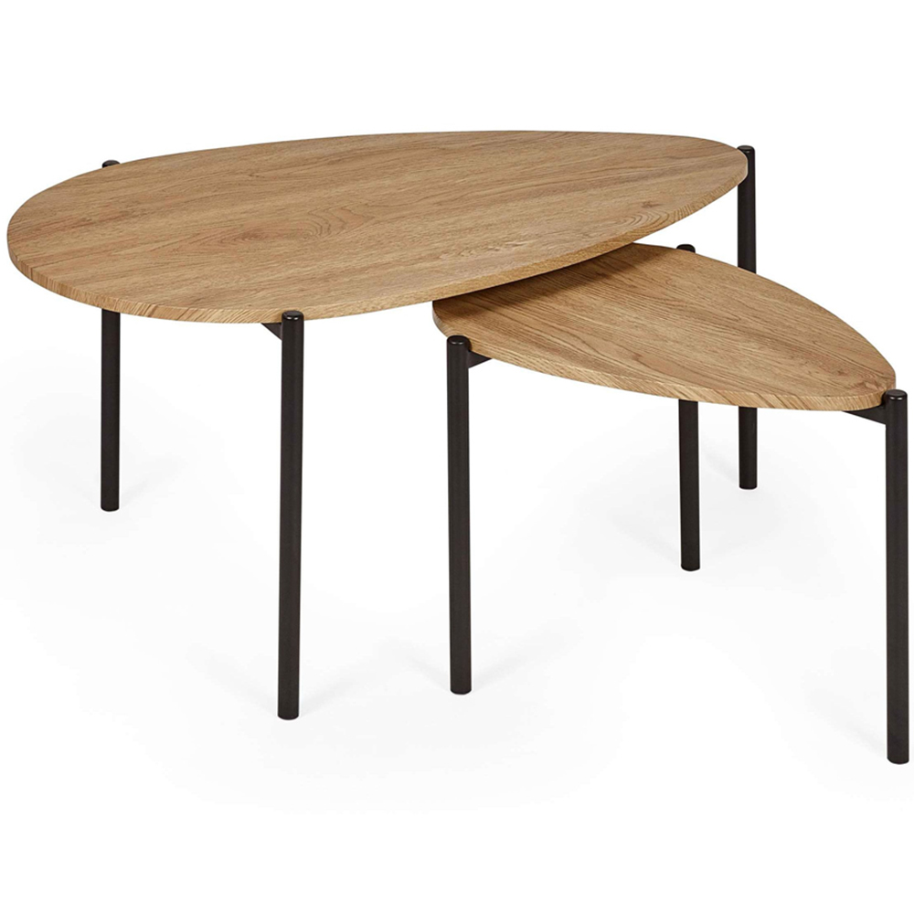 Julian Bowen Lorette Oak Effect Teardrop Nest of Tables Set of 2 Image 3